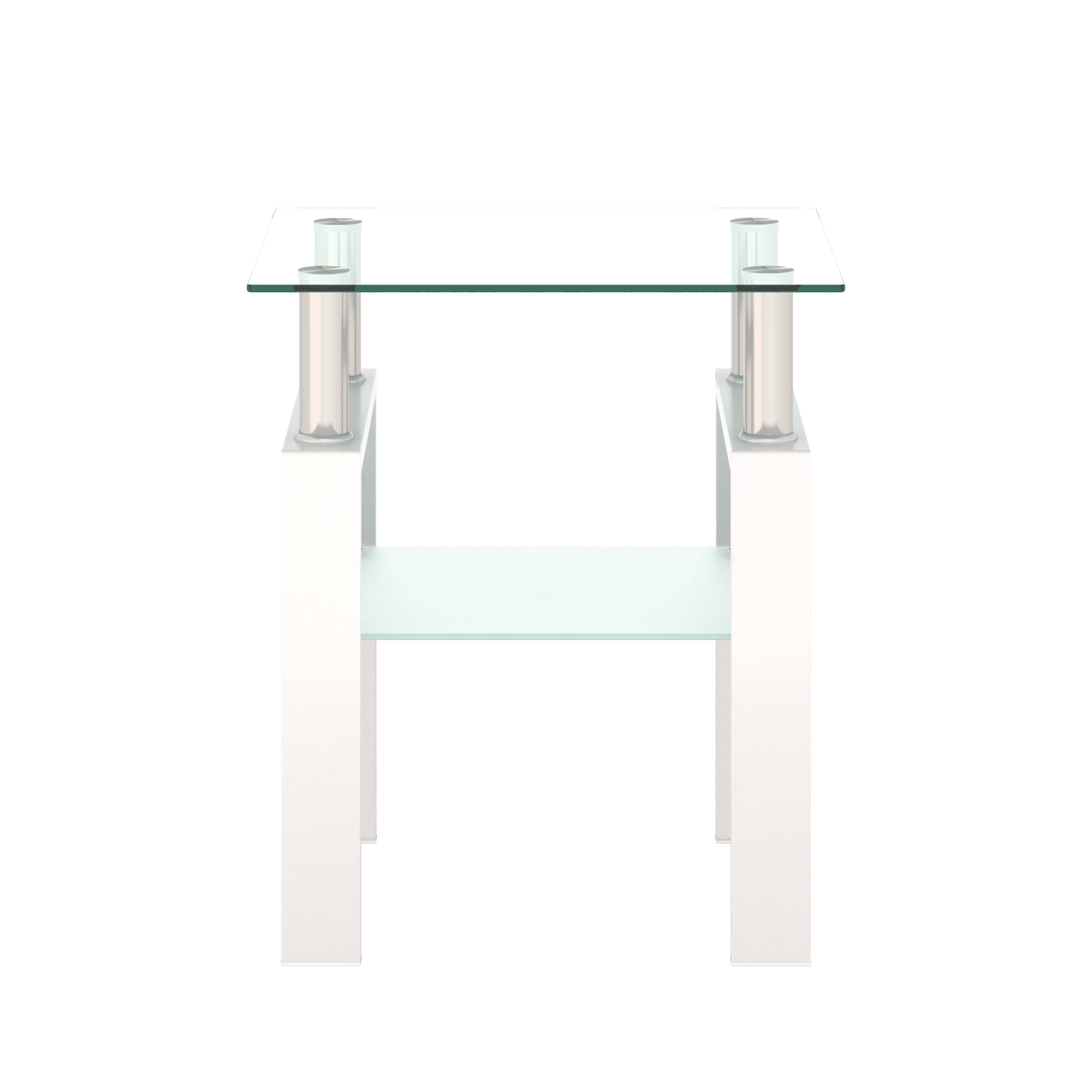 MAYEERTY Modern Square Tempered Glass Coffee Table – Transparent & Black End Table for Living Room