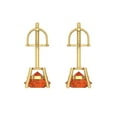 thumbnail image 4 of 1 Ct Round Cut Studs Red Crystal 14K Yellow Solid Gold Everyday Dainty Earrings Screw Back, 4 of 7