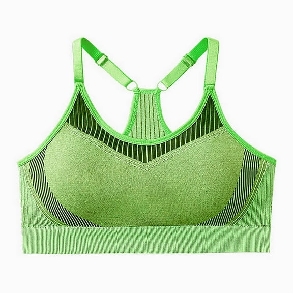 Gapacks Women's Free Size Green Sports Bra, Racerback Medium-High Support, Nylon Spandex Blend for Fitness, Yoga & Casual Wear