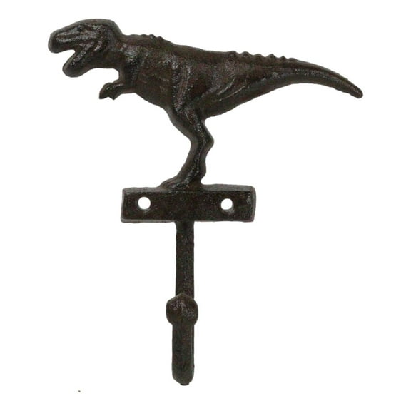 Pack Of 3 Cast Iron Rustic Jurassic T-Rex Dinosaur Wall Hook Key Leash Holders