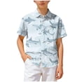 thumbnail image 6 of Ulanda Boy's Hawaiian Shirt Short Sleeve Casual Button Down Beach Aloha Shirt Kids Summer Luau Hawaii Shirts 1-13 Years (Light Blue, 13-14 Years), 6 of 7