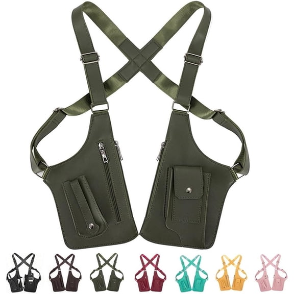 Multi-pocket Anti-Theft Double Shoulder Bag for Travel and Daily Use, Men's Leisure Adjustable Underarm Backpack(Army Green),Army Green