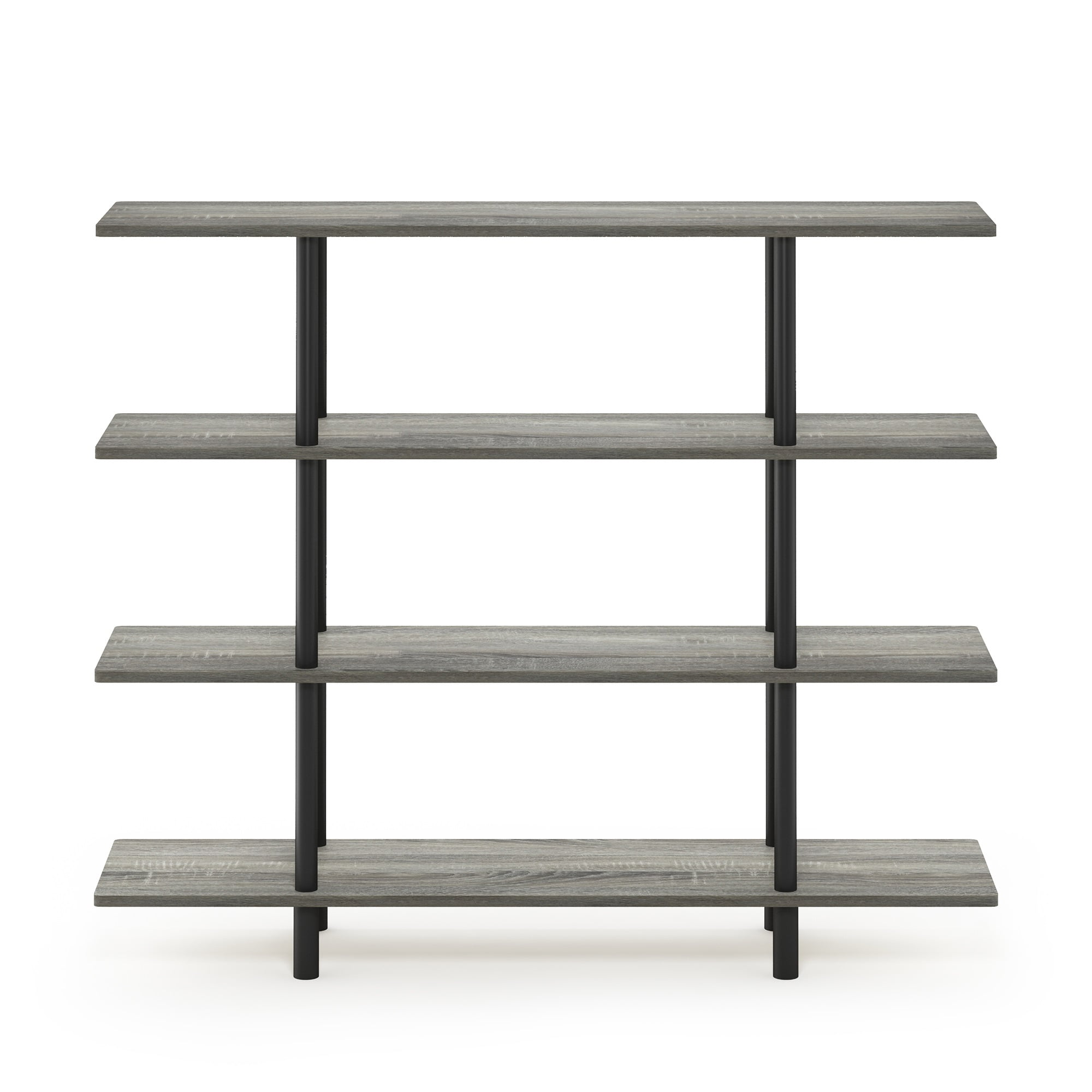 Furinno Turn-N-Tube 4-Tier Wide Display Shelf, French Oak/Black