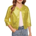 thumbnail image 1 of Girls Carnival Cheerleader Sparkly Stage Performance Jacket Open Front Cardigan with Sequins Polka Design, 1 of 3