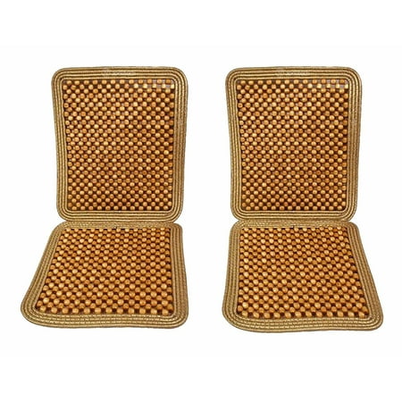 Zone Tech Set of 2  Double Strung Natural Wooden Beaded Ultra Comfort Massaging Full Car Seat