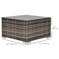 thumbnail image 2 of Rattan Garden Coffee Table, 25.6" Square Garden Rattan Table with Tempered Glass Top, Deep Grey, 2 of 7
