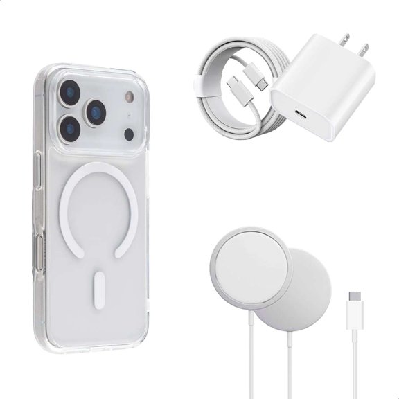 YUWY Kit Accesorios Compatibles Con MagSafe Para iPhone 17 Pro Max Antigolpes Combo de Funda Base y Cargador Para iPhone 17 Pro Max Kit Accesorios Regalo Para iPhone