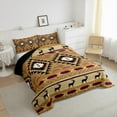 thumbnail image 3 of Feelyou Retro Hippie Aztec Full Size Comforter Sets for Men, Burly Wood Stripe Triangle Bedding Comforter Set, Wildlife Deer Moose Reversible Bedding Sets, Super Cozy Room Decor, 3-Piece, 3 of 8