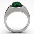 thumbnail image 3 of Luxe Jewelry Designs Men's Stainless Steel Ring with Emerald Malachite Synthetic Stone - Size 13, 3 of 4
