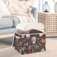 thumbnail image 5 of Foldable Fabric Storage Bin With Handle Collapsible Basket Box Storage With Lid Organizer Dead Sugar Butterflies Skulls, 5 of 7
