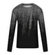 thumbnail image 4 of Blusas y camisas de manga larga con cuello redondo para hombre, blusa informal de manga larga con cuello redondo y estampado., 4 of 5