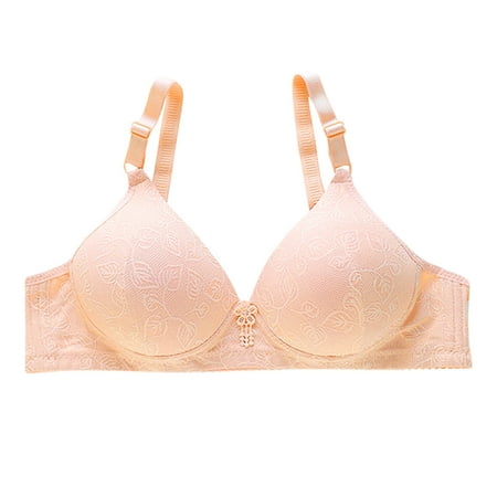 Bigersell White Push up Bra Discouts Woman s Color Comfortable Hollow Out Perspective Bra Underwear No Underwire Balconette Bra Style F-1042 Pinks L