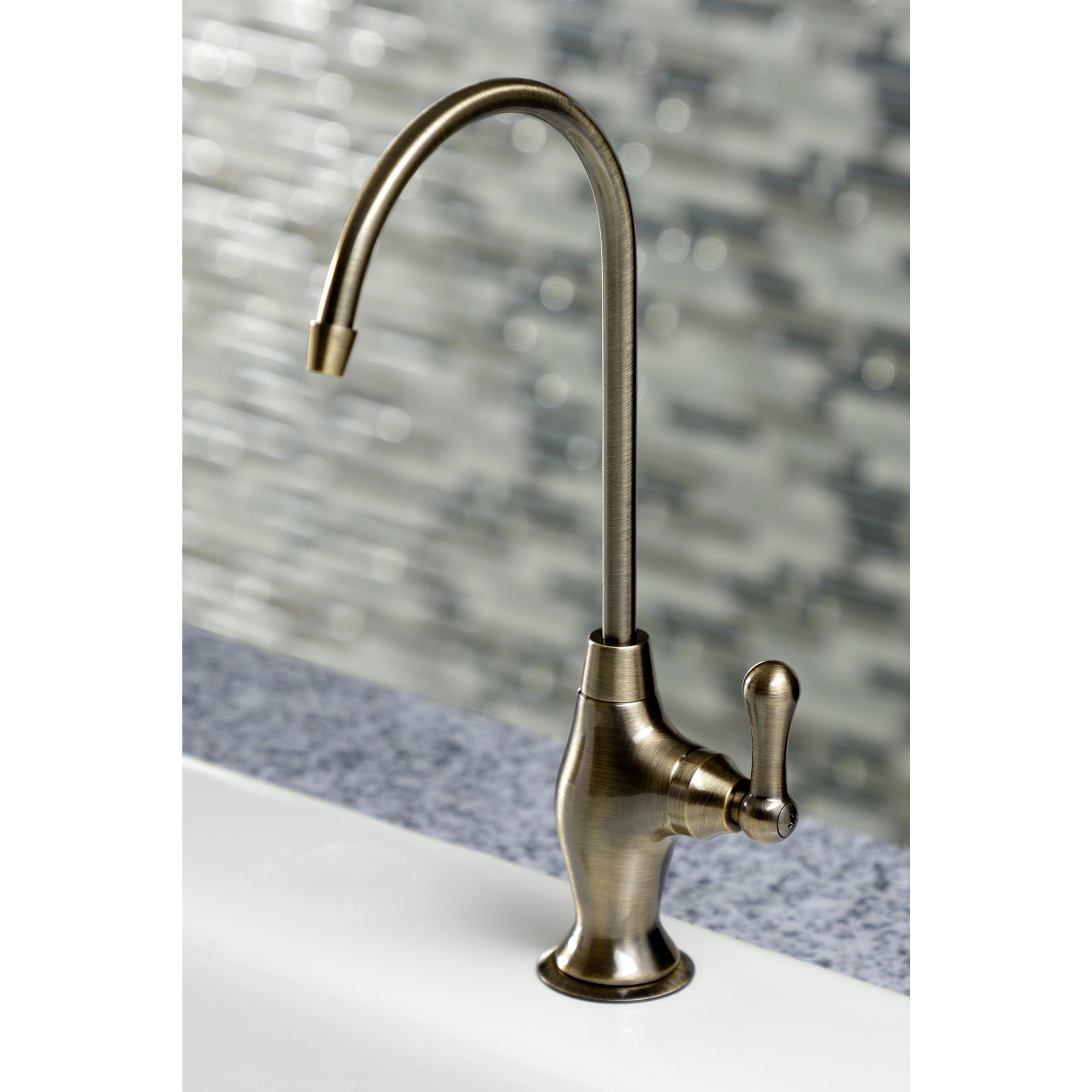 Kingston Brass KSAG3193AL Restoration Single-Handle 1-Hole Deck Mount Water Filtration Faucet in Antique Brass