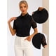 thumbnail image 2 of Camisa con botones para mujer, blusa de trabajo transparente de manga corta con cuello de punto Negro XS, 2 of 5