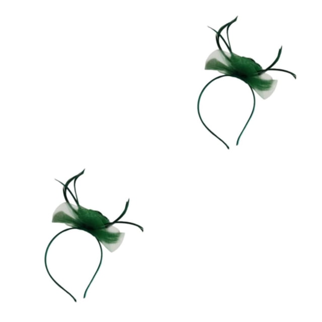 pitrice 1/2/3/5 Maille Fascinator Femmes Coiffure Prom Maquillage Nuptiale Scène Réglable Performance Photo Coiffe Fille Bande de Cheveux Vert Foncé 2PCS