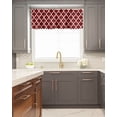 thumbnail image 5 of Kitchen Cafe Valance Curtain for Small Windows,Classic Moroccan Tile Geometric Art Rod Pocket Short Valances Retro Burgundy Window Treatment Panel for Living Room/Bedroom/Bathroom,42x18in, 5 of 9