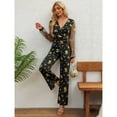 thumbnail image 4 of Elegant Metallic Long Sleeve V-Neck Bodycon Jumpsuit with Lace & Sequin Details – Formal Evening Party Pantsuit, 4 of 7