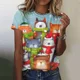 thumbnail image 2 of Camiseta de dibujos animados para mujer, ropa con estampado de gato navideño para niña, camisetas de manga corta con cuello redondo, blusa de gran tamaño para mujer, 2 of 5