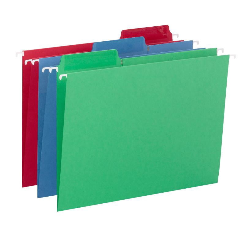 Smead Erasable FasTab® Hanging File Folder, 1/3-Cut Built-In Tab, Letter Size, Assorted Colors, 18 per Box (64031)