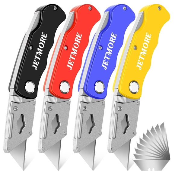 Juego de cuchillos utilitarios plegables Jetmore con 10 hojas adicionales, paquete de 4