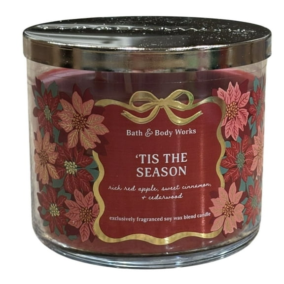 Bath and Body Works Candle - 'Tis the Season 3 Wick Candle with Natural Essential Oils (14.5 Oz / 411 G)