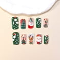 thumbnail image 5 of Christmas Press On Nails Medium Coffin, 3D Embossed Santa Reindeer Resin Fake Nails, Snowman Christmas Tree Stick On False Nails, 24Pcs Reusable Wearable Nail Tips for Women Holiday Party Manicure, 5 of 7