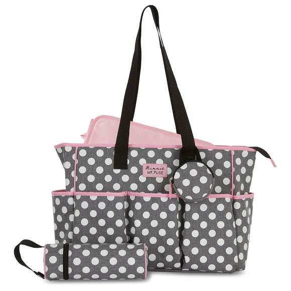 Bolsa de pañales Cudlie Tote Minnie Mouse con estampado de lunares, tamaño grande