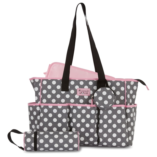 Bolsa de pañales Cudlie Tote Minnie Mouse con estampado de lunares, tamaño grande