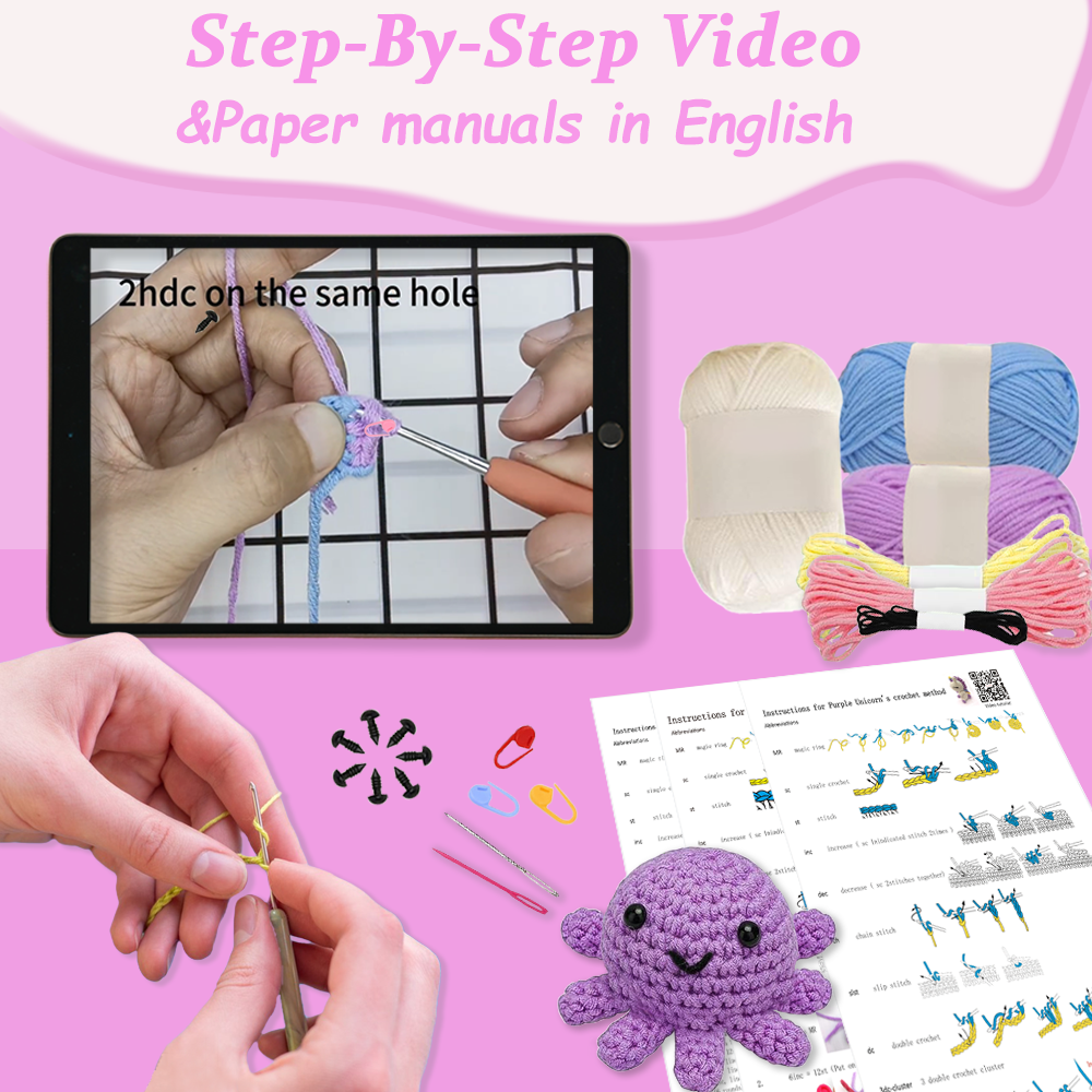 Yarniss Beginner Crochet Kit with 3 Animal Patterns photo 4
