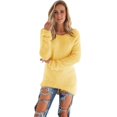 thumbnail image 2 of MRULIC Sweater for women Womens Casual O-neck Solid Long Sleeve Jumper Sweaters Blouse Tops Women's Pullover Sweater Yellow + XXL, 2 of 6