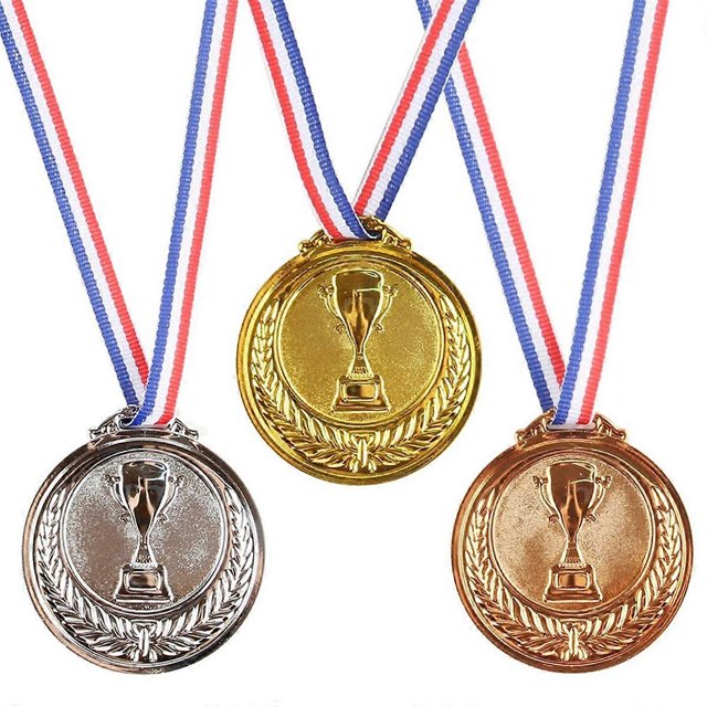 Trophy 3 Medals, Gold, Silver, Bronze, Winners Medal with Ribbon 1st 2nd 3rd Children Metal Medal, Style Winners Medal