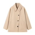 thumbnail image 4 of Abrigo informal de lana con solapa para mujer, Chaqueta corta de gran tamaño con bolsillos, ropa de calle, otoño, 2024, 4 of 5