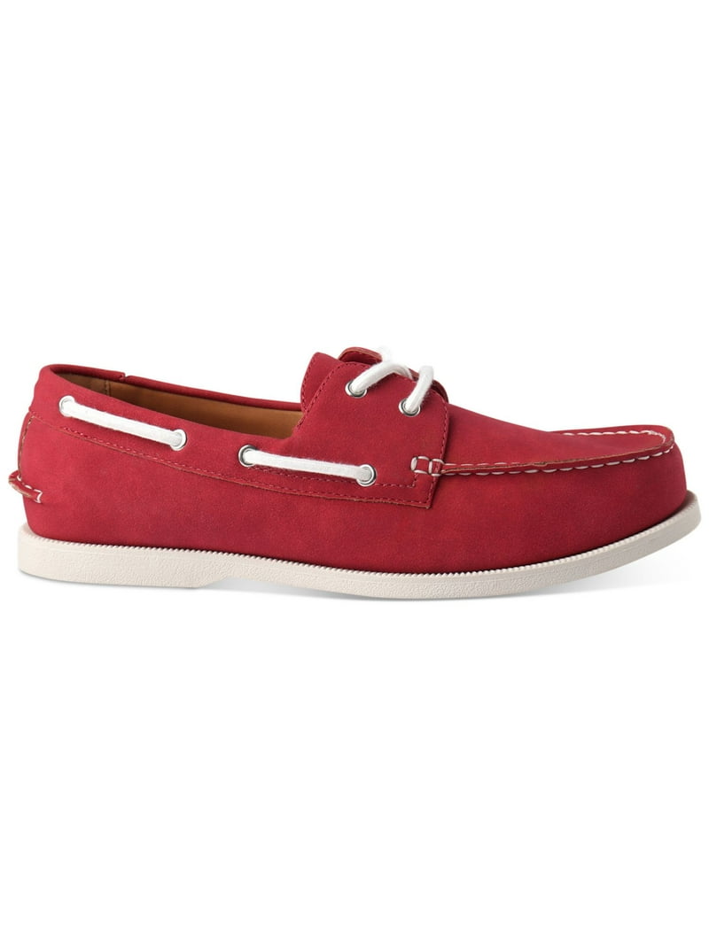 CLUBROOM Mens Red Comfort Elliot Round Toe Lace-Up Boat  display picture 3