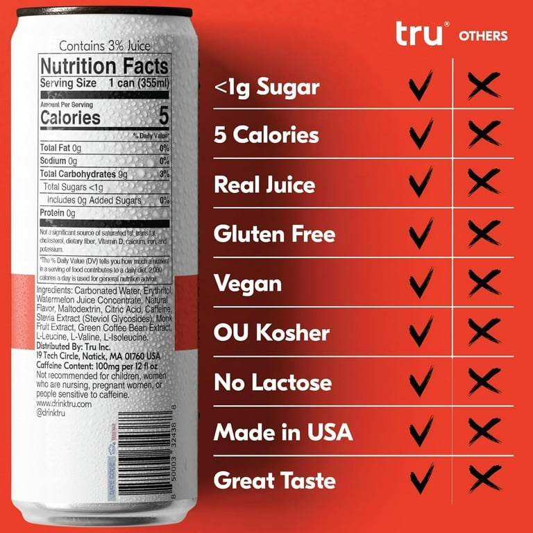 Tru Performance Seltzer, Variety Flavored Sparkling Water Focus