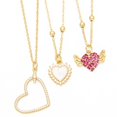 thumbnail image 2 of Exquisitos Collares De Corazón Fucsia De Cristal CZ Para Mujer/Alas De Ángel Chapados En Oro De Cobre/Joyería Dainty nken15, 2 of 4