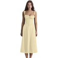 thumbnail image 3 of Robes Boho Corset Midi d'Été pour Femmes Décontractées à Bretelles Spaghetti Lacées Robe Fluide de Plage Jaune P, 3 of 7