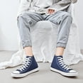 thumbnail image 4 of Men High top Canvas Sneakers Classic mid calf Fashion Shoes Casual High-Top Tennis Shoes for Man（Navy US7）, 4 of 5