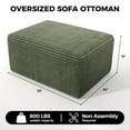 thumbnail image 5 of Large Oversized Ottoman Bench for Living Room, Extra Seating & Coffee Table for Sofa, Plush Corduroy Pouf Footrest, No Assembly Needed, Rectangle Floor Ottoman, (Sage Green), 5 of 11