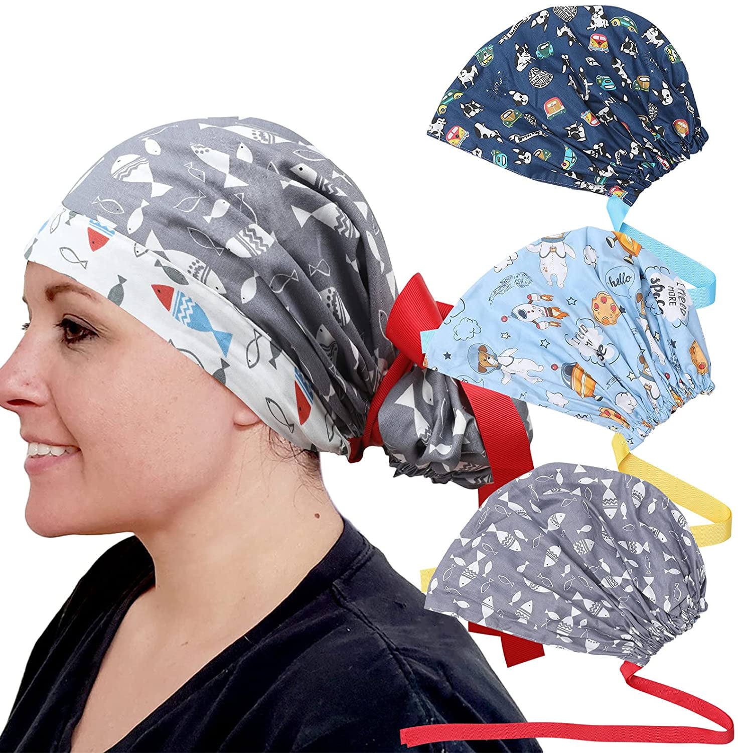 Women Scrub Cap Working Hat Adjustable 