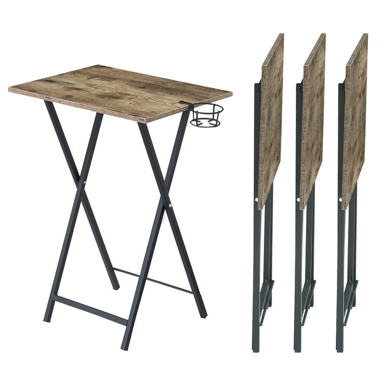 VECELO Set of 4 TV Tray Table Folding Snack Table with Cup Holder