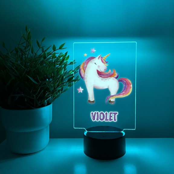 Cute Colorful Unicorn Magical Princess Girls Room Decor Name Night Light LED Personalized 16 Color Options, Gift, Centerpiece