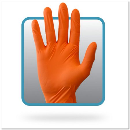 Small, 3.7 MIL, Orange Powder Free Nitrile (100 per Box, 10 Boxes per Case)
