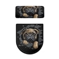 thumbnail image 2 of HELLHERO 2 Pieces Toilet Seat Lid Cover Set Soft Polyester, Elastic Edge, Bathroom Home, Cute Pug Breakthrough Pattern, 2 of 7