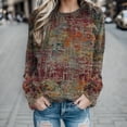 thumbnail image 2 of Casual Tops for Women Long Loose Thermal Crewneck Sweat Print Sleeve Com Petite Tops for Women,Red,M, 2 of 3