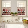 thumbnail image 4 of Merry Christmas Kitchen Curtains and Valances Set, Red Xmas Gnome Pine Tree Plaid Wood Grain Rod Pocket Window Valance Window Curtain Panels for Living Room Bedroom Laundry, 27.5x36in, 3 Pieces, 4 of 7