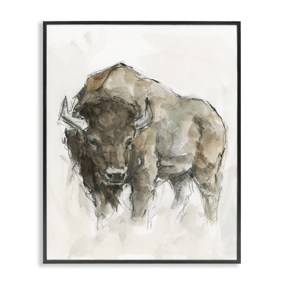 Stupell Industries Rustic Lodge Western American Buffalo Black Framed Giclee Art, 11 x 14, by Ethan Harper