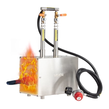 VEVOR Portable Propane Forge, 2 Burners, 2600? Tool and Knife Making Blacksmithing Farrier Forge, Large Capacity Square Shape, Stainless Steel Gas Forging Tools and Equipment, Use for Metal Forging