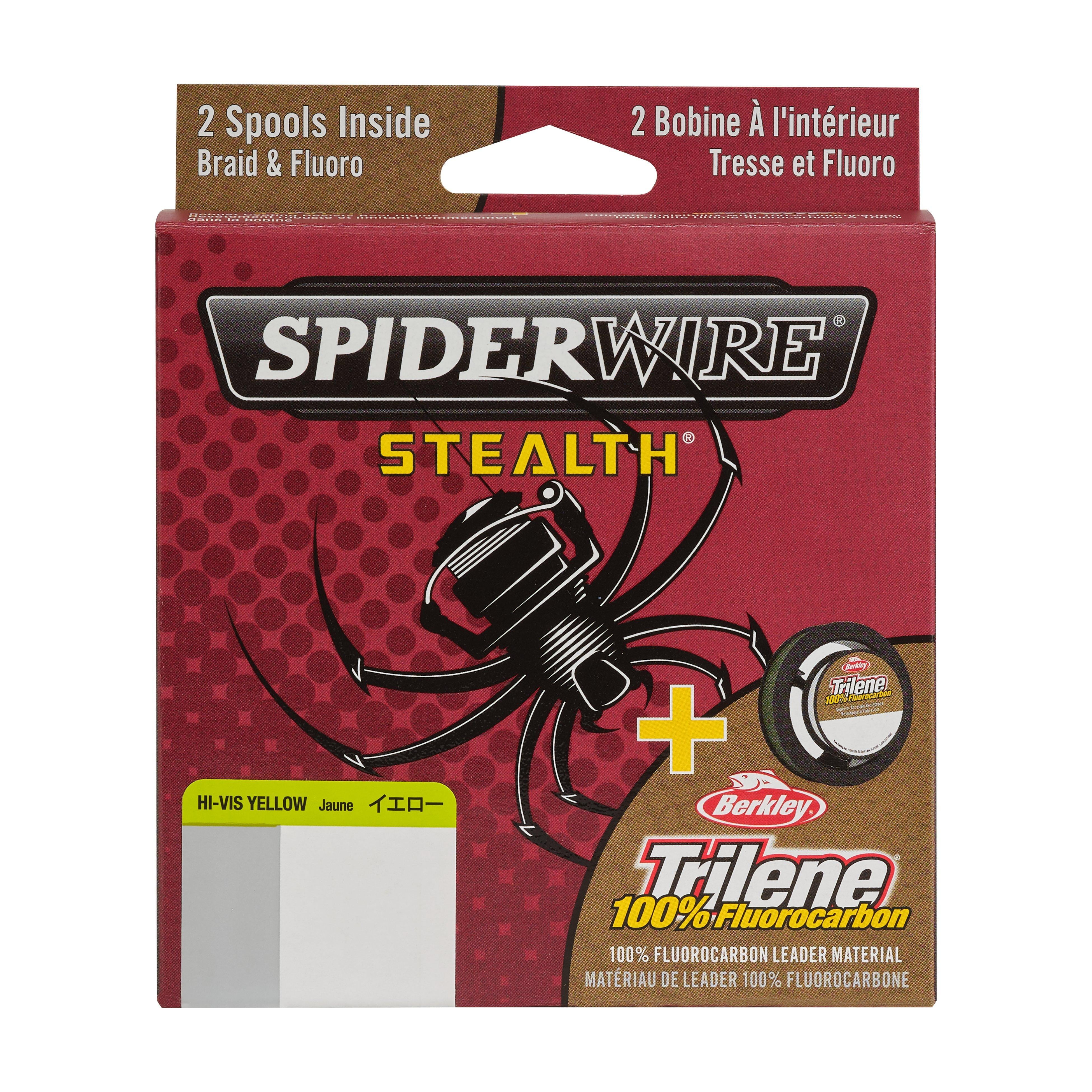 SpiderWire Stealth® Trilene® 100% Fluorocarbon Dual Fishing Line, Hi-Vis Yellow/Clear, 15 lb Test Strength, 125 yd