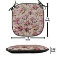 thumbnail image 5 of Flower Chair Seating Cushion Set of 12, Floral Pattern with Roses Twig Warm Colors Flower Arrangement Bouquets, Seat Pads for Office with Anti-slip Backing, 16"x16", Tan Pink Dark Green, by Ambesonne, 5 of 7