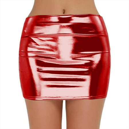 Low Waist Carnival Mini Pocket Wrap Hip Skirt Ndbuld Sales Today Clearance Women Fashion Sexy Glitter Dress Nightclub Bag Hip Skirt Red M